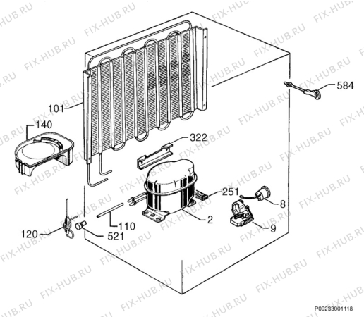 Взрыв-схема холодильника Zanussi ZTR57R - Схема узла Cooling system 017